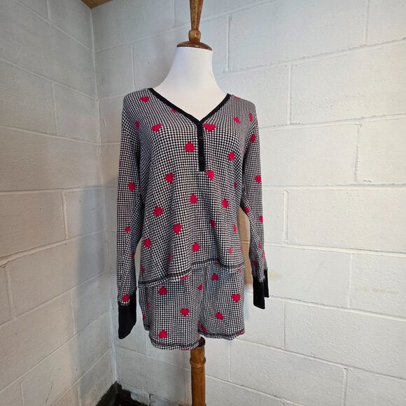 y2k Victoria's Secret Girly Femi Cottage Coquette Gingham & Hearts Thermal PJ's - Picture 14 of 14